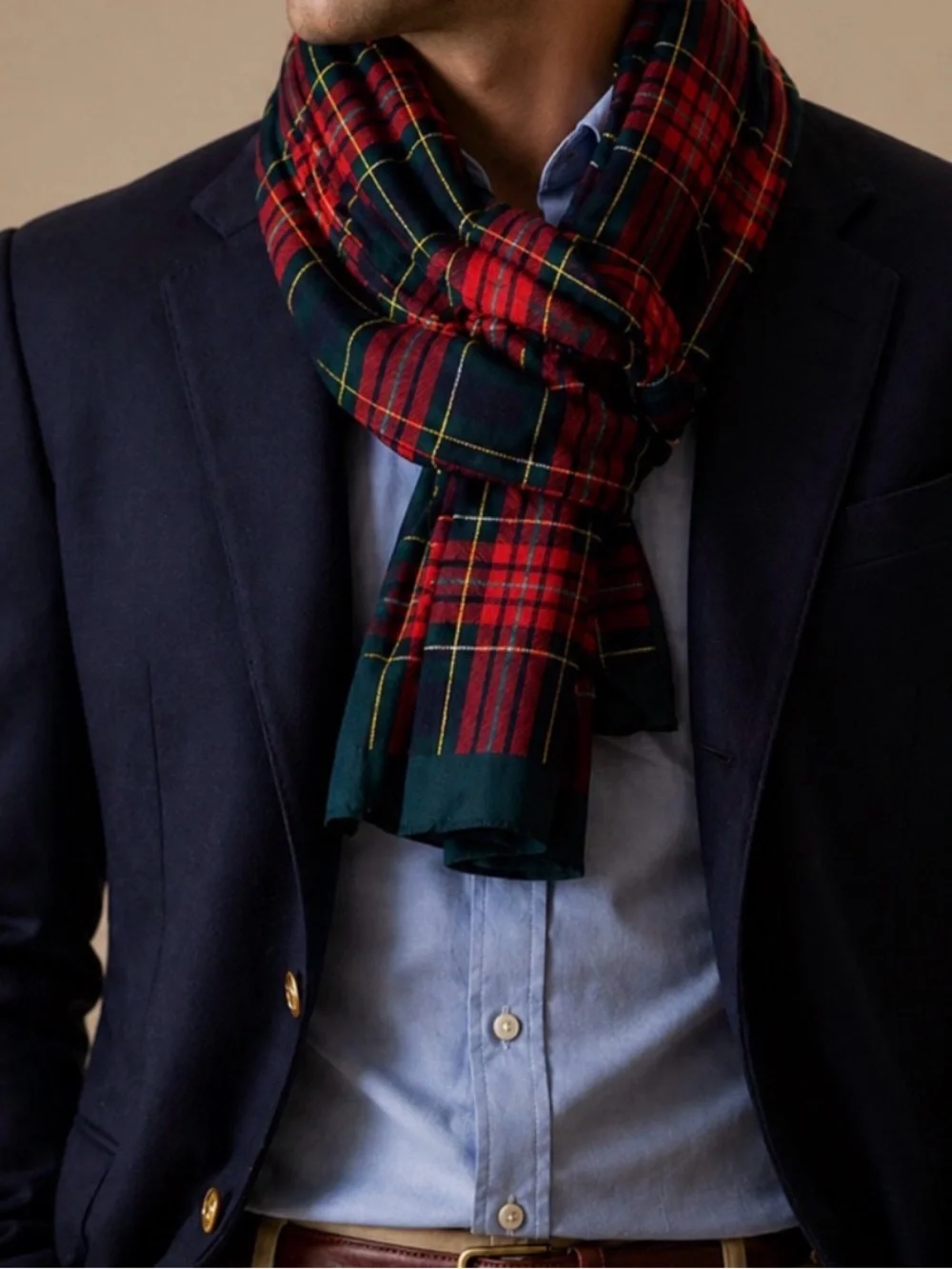 Vintage 70’s Silk Tartan Plaid Scarf Royal Stewart Red Blue Green 28”x30” Preppy